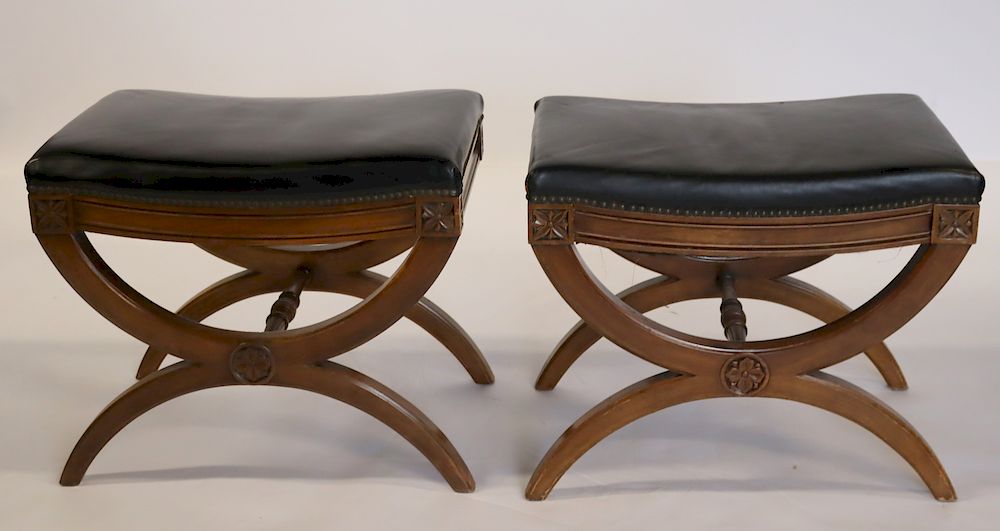 Appraisal: KINDEL Signed Pair Of Neoclassical Style Benches From a Great