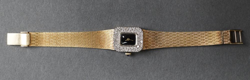 Appraisal: LADIES JUVENIA -KARAT YELLOW-GOLD AND DIAMOND -JEWEL MANUAL-WIND WRISTWATCH GROSS