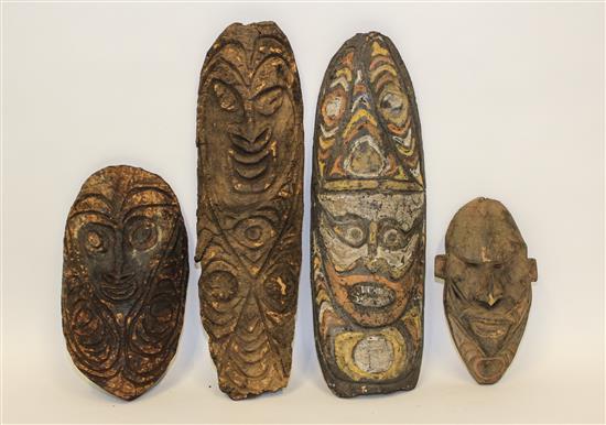 Appraisal: Sale Lot Four New Guinea Tribal Polychrome and Carved Wood