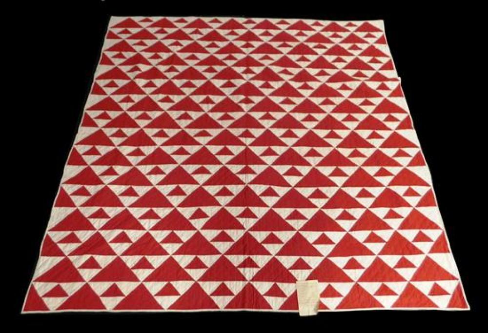 Appraisal: Red and white cotton quilt th th C note attached