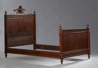 Appraisal: French Henri II Style Carved Oak Bed late th c