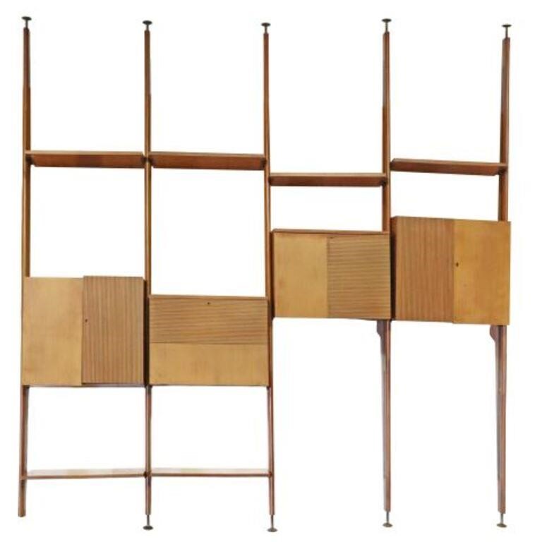 Appraisal: Italian mid-century modern teak modular wall unit c s having