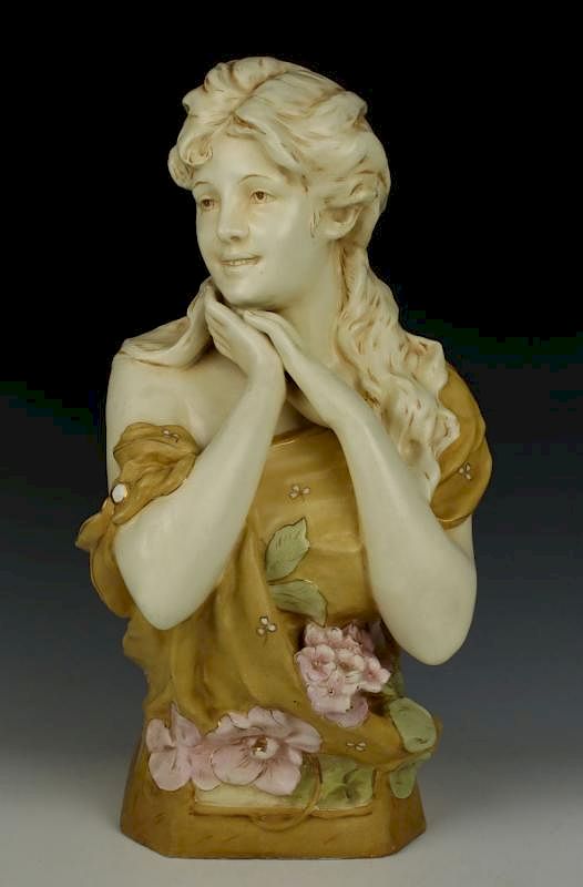 Appraisal: Royal Dux art nouveau figurine Bust of Woman MANUFACTURE Royal