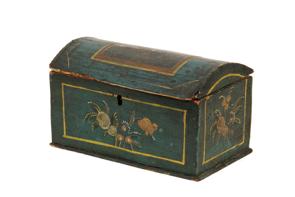 Appraisal: CONTINENTAL DOCUMENT BOX - Small Domed Top Pine Box in