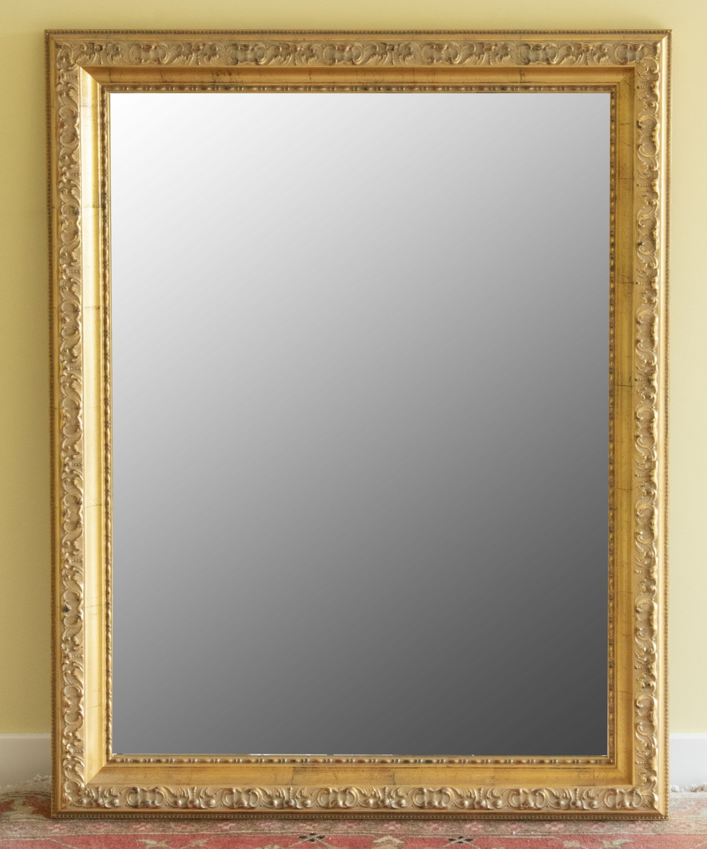 Appraisal: LARGE MIRROR IN MOLDED GOLD FRAME A large glass mirror