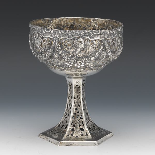 Appraisal: GERMAN SILVER BAROQUE STYLE VASE EAGLES PATTERN BY J D