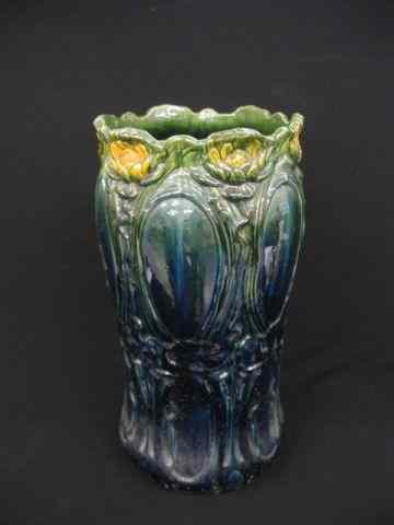 Appraisal: Weller Art pottery Umbrella Stand water lilyfloral majolica style glaze