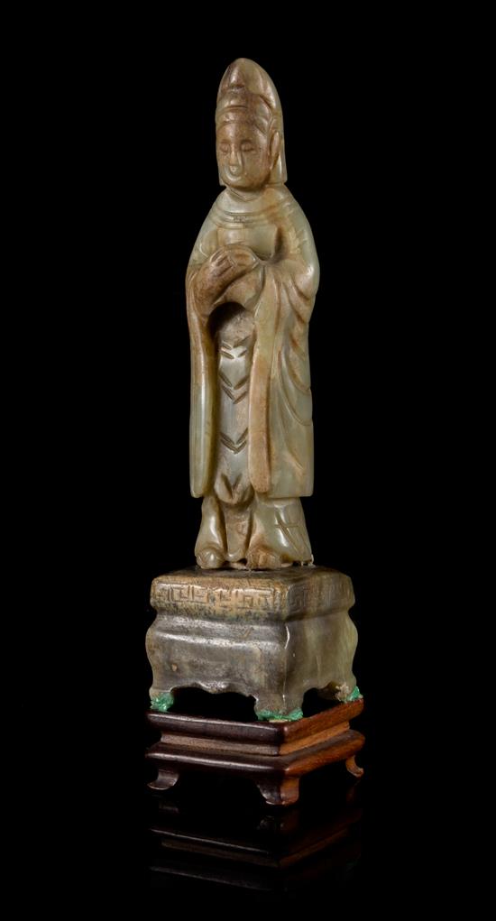 Appraisal: Sale Lot A Celadon Jade Figure of Guanyin the deity