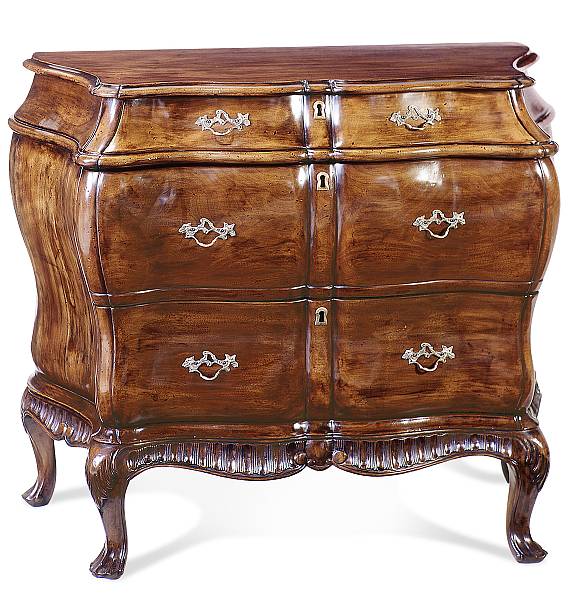 Appraisal: A Venetian Rococo style walnut parquetry commode height in width