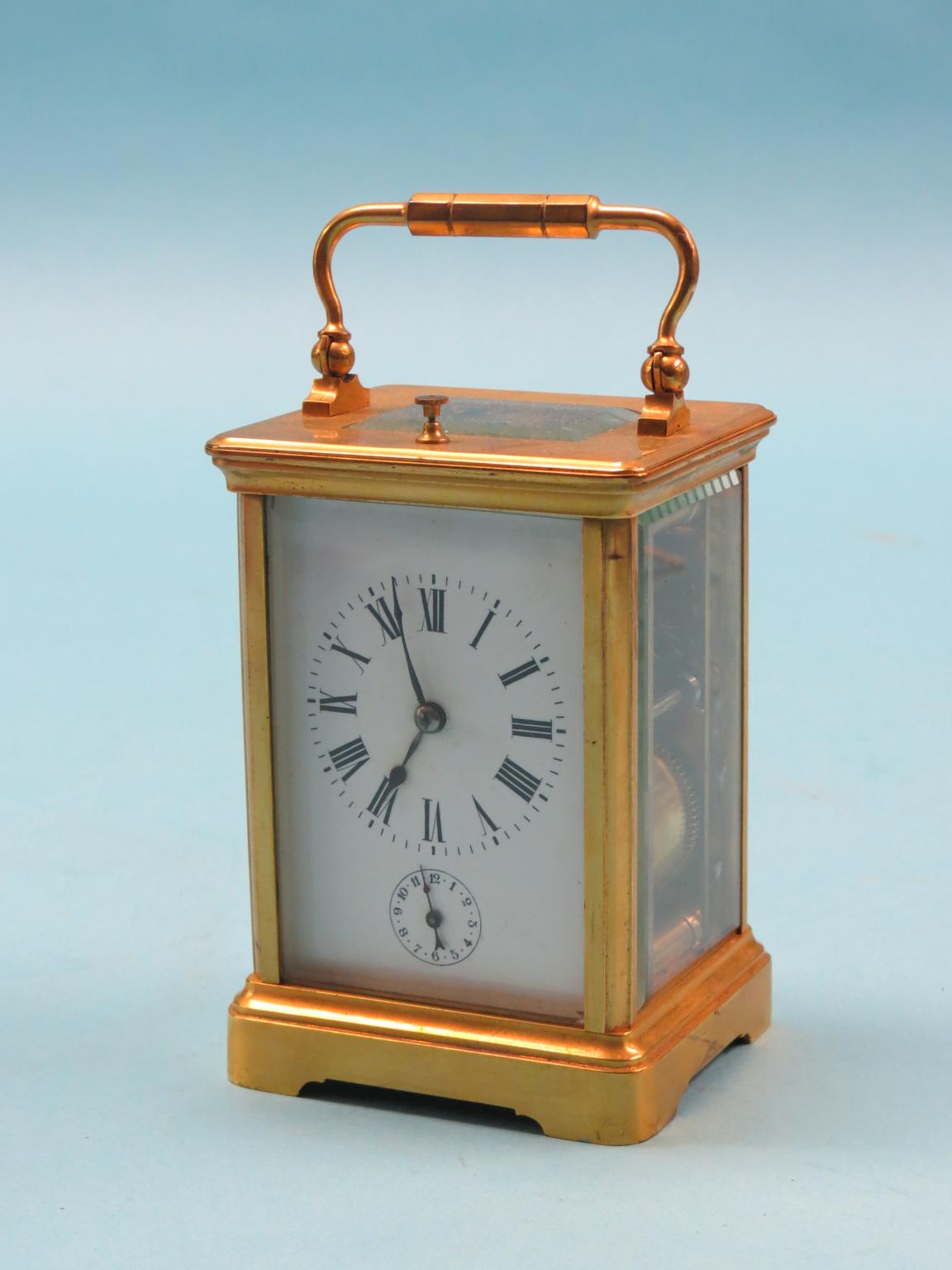 Appraisal: An early th century French repeating carriage clock enamelled dial