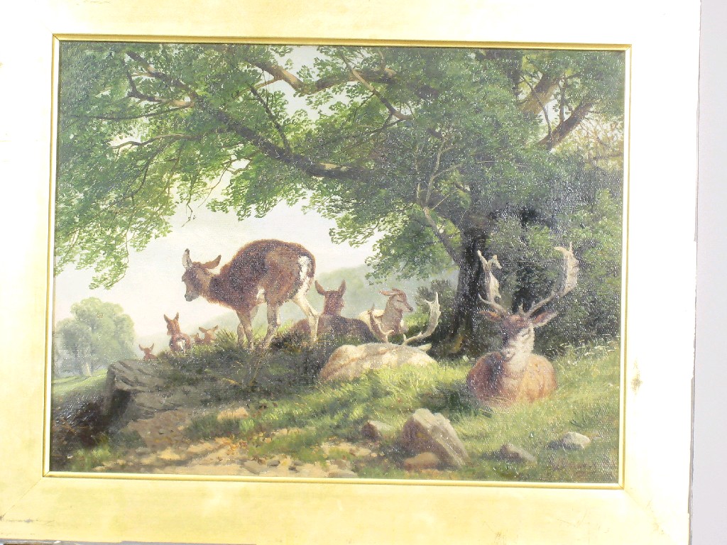 Appraisal: RICHARD BEAVIS - Deer under Trees signed and dated 'R