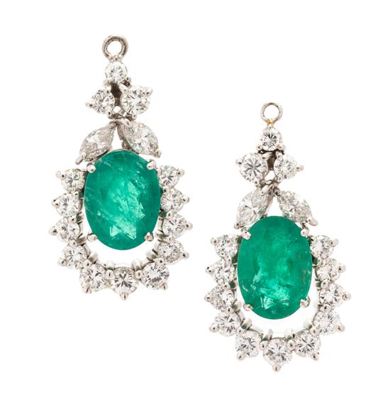 Appraisal: Sale Lot A Pair of Karat White Gold Emerald and