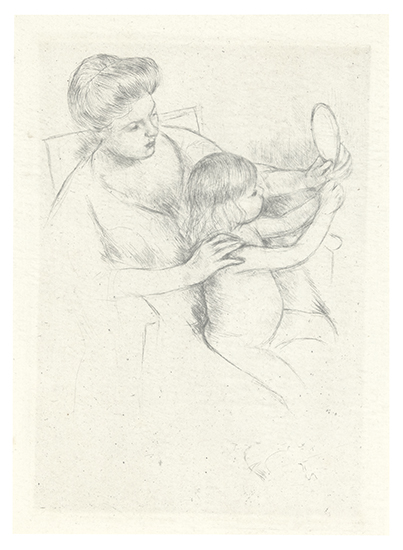 Appraisal: MARY CASSATT Looking into the Hand Mirror Drypoint x mm