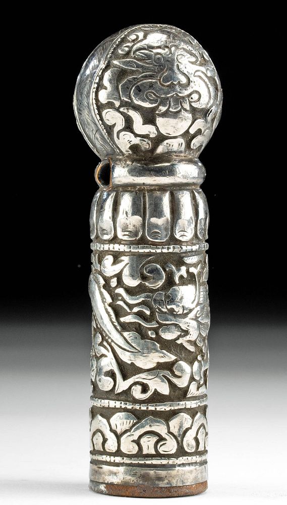 Appraisal: th C Tibetan Silver Monastery Seal Central Asia Tibet ca