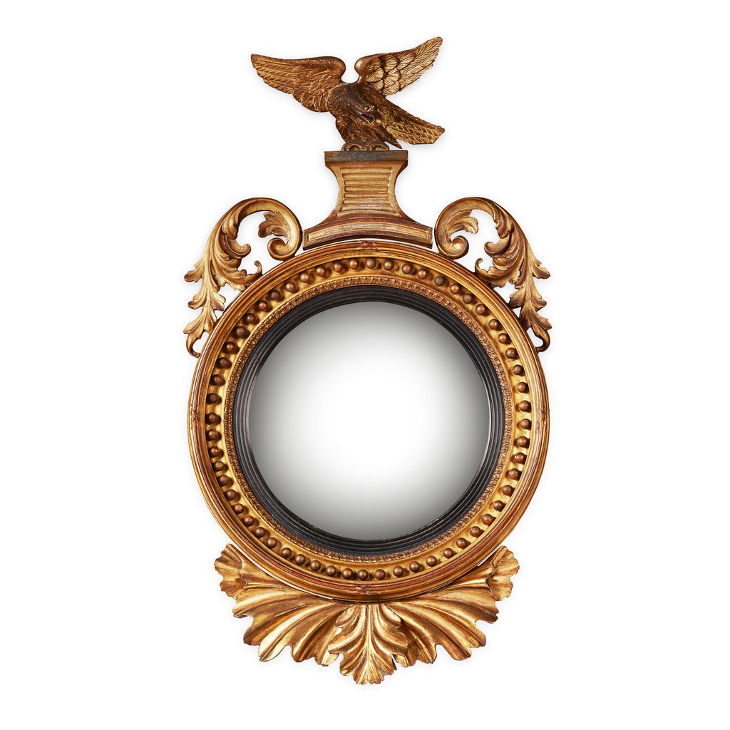 Appraisal: REGENCY GILTWOOD AND GESSO CONVEX MIRROR EARLY TH CENTURY the