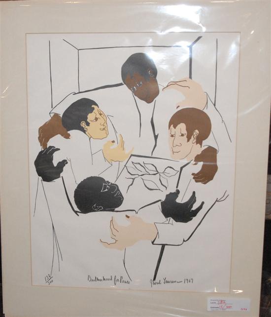 Appraisal: JACOB ARMSTEAD LAURENCE - Color lithograph Brotherhood for Peace Signed