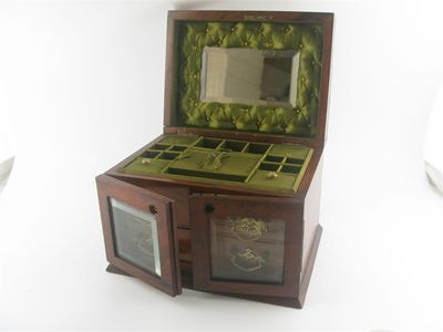 Appraisal: A th century rosewood jewellery casket with fitted compartments and