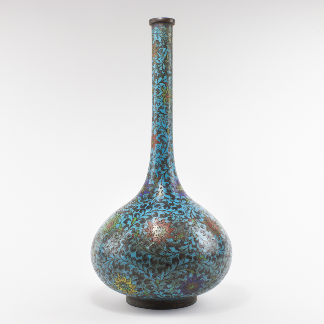 Appraisal: CHINESE CLOISONNE ENAMEL BOTTLE VASE Chinese cloisonne enamel bottle vase