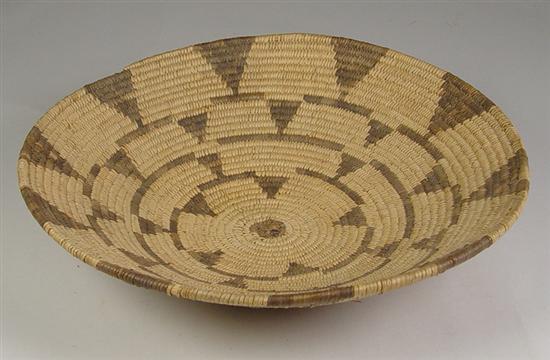 Appraisal: Native American Papago Basket Shallow grain basket with staggered circular