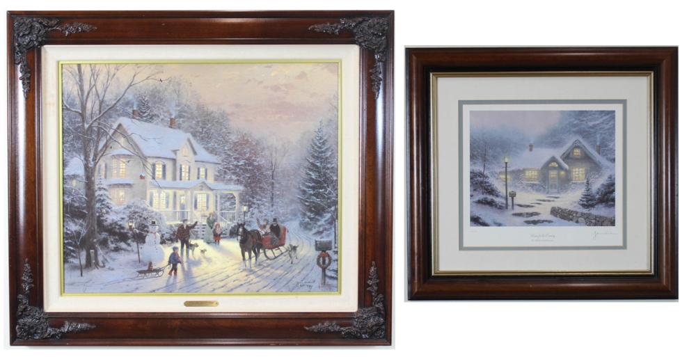 Appraisal: THOMAS KINKADE United States - two prints embellished print on