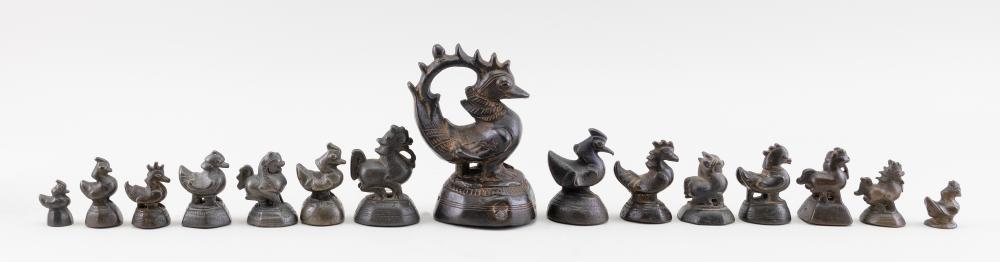 Appraisal: FIFTEEN CHINESE BRONZE OPIUM WEIGHTS TH CENTURYFIFTEEN CHINESE BRONZE OPIUM