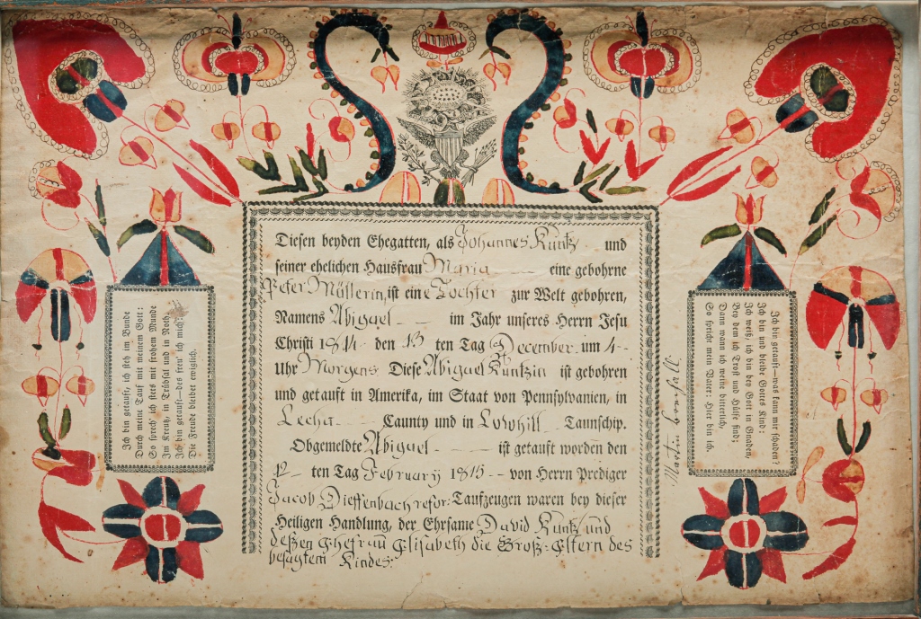 Appraisal: PENNSYLVANIA FRAKTUR BY MARTIN BRECHALL Signed active - Printed fraktur