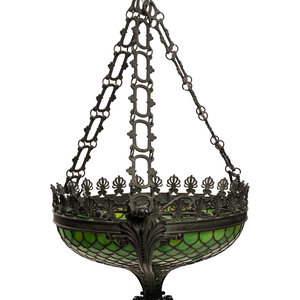 Appraisal: An American Leaded Glass Hanging Shade Early th Century Height