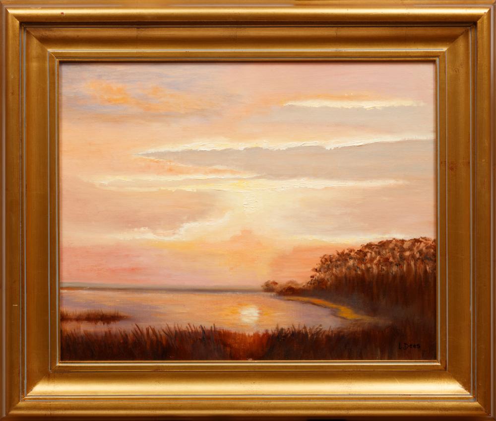 Appraisal: Linda Dees American Mississippi th c Orange Rays oil on