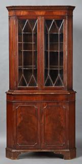 Appraisal: English Edwardian Style Carved Mahogany Corner Cab English Edwardian Style