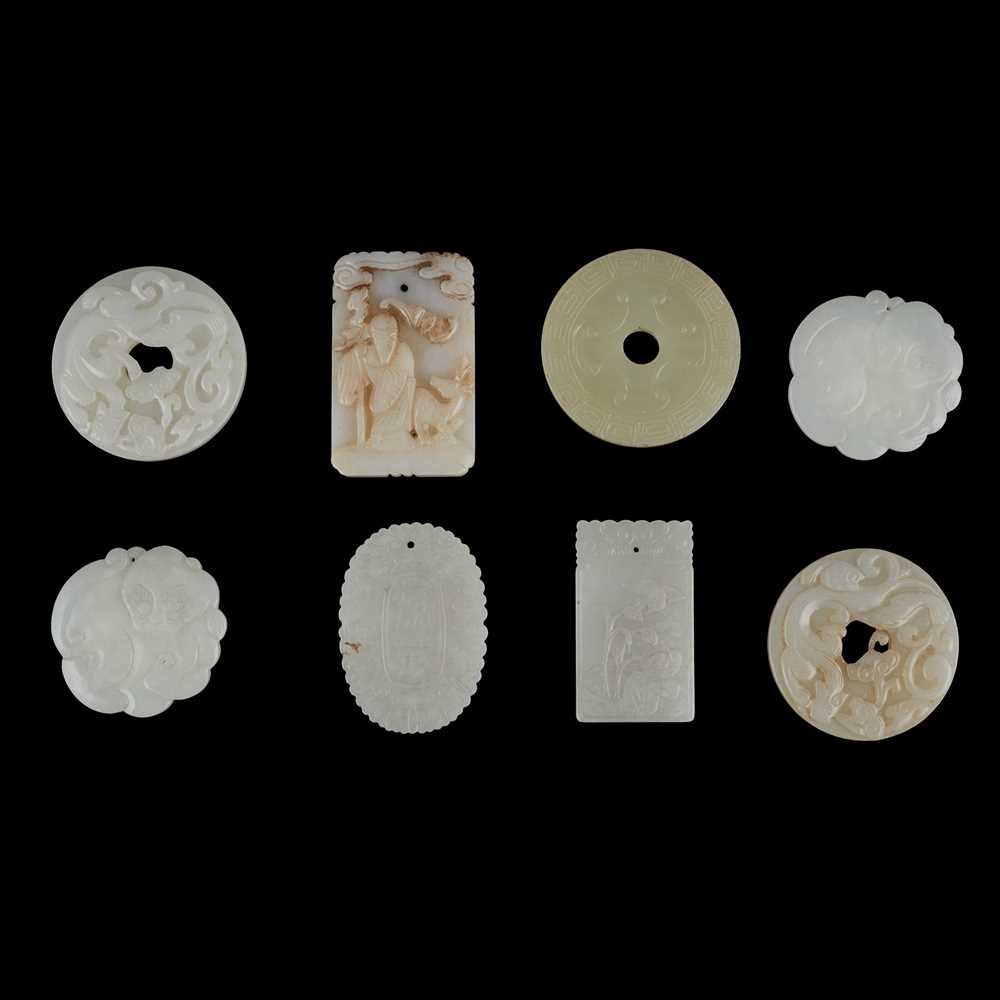 Appraisal: GROUP OF EIGHT JADE PLAQUES TH- TH CENTURY comprising three