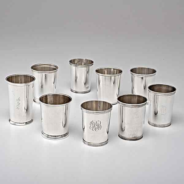 Appraisal: Sterling Julep Cups American th century nine sterling silver julep