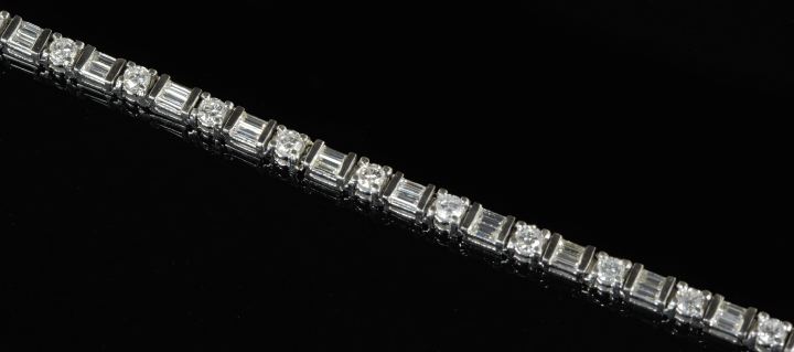 Appraisal: Rare Platinum and Diamond Flexible Lady's Straight Line Bracelet composed