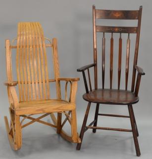 Appraisal: Two armchairs including oak bentwood rocking chair and a mahogany