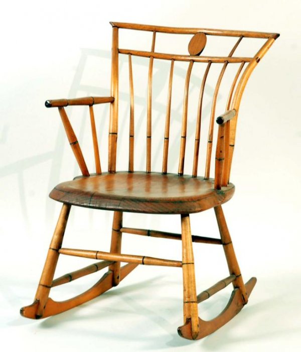 Appraisal: A cage back faux bamboo rocking chair American early th