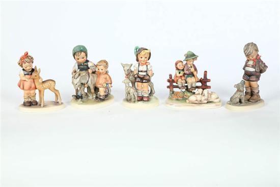 Appraisal: FIVE HUMMEL FIGURES Eventide h Little Goat Herder h Homeward