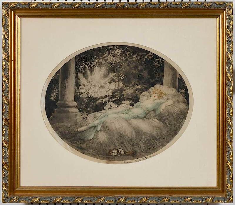 Appraisal: Louis Icart French - Sleeping Beauty signed lower right hand