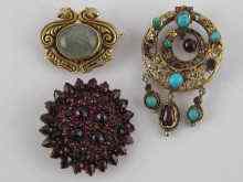 Appraisal: A mixed lot comprising a garnet brooch approx cm diameter