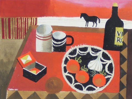 Appraisal: Mary Fedden ARR Table and Black Horse signed and dated