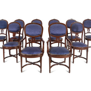 Appraisal: A Set of Ten French Gilt Metal Mounted Dining Chairs