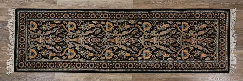 Appraisal: Persian style runner th century Vases and floral motifs against