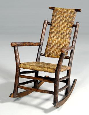 Appraisal: Rustic quot Old Hickory quot rocking chair rustic branch construction