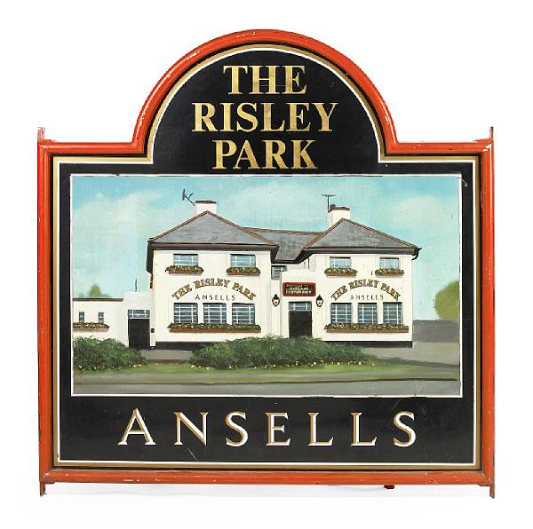 Appraisal: An English tole and paint decorated hanging pub sign The