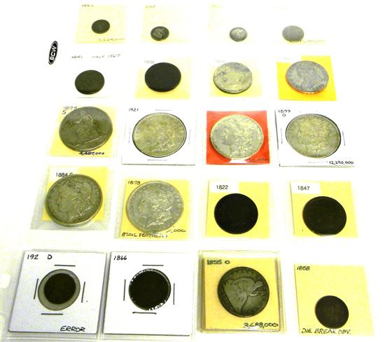 Appraisal: COINS type coins Includes Large cents half cent seated halves