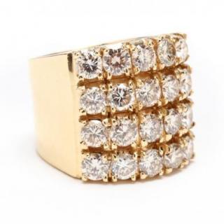 Appraisal: KT Gold and Multi Diamond Wide Band the wide yellow