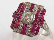 Appraisal: A French hallmarked platinum ruby and old brilliant cut diamond