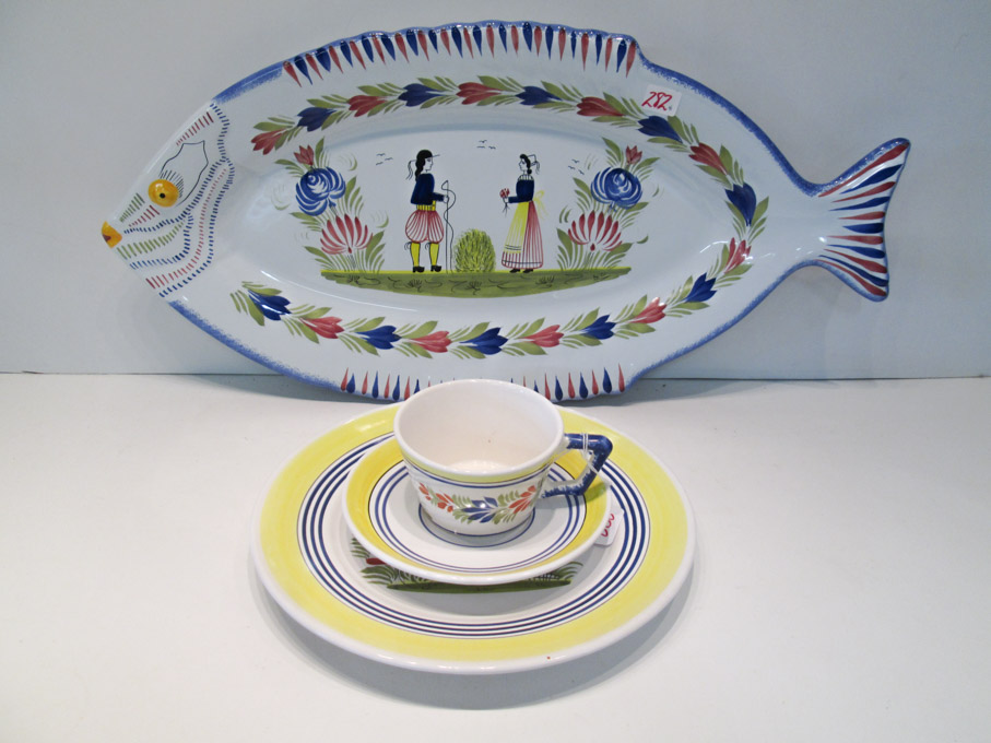 Appraisal: FORTY-ONE PIECE QUIMPER ASSEMBLED DINNERWARE comprised of dinner plates salad