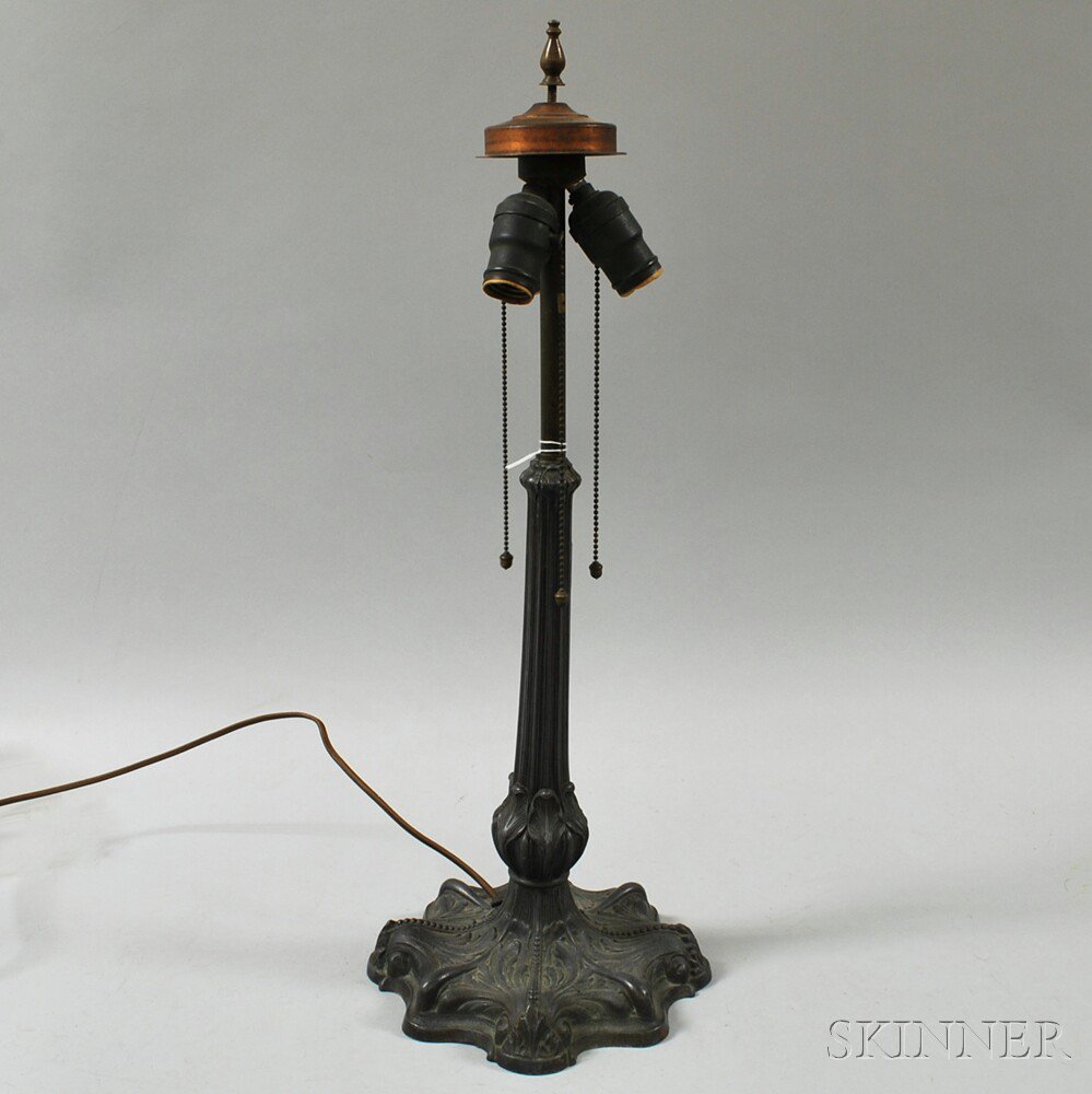 Appraisal: Cast Metal Lamp Base th century with three light sockets