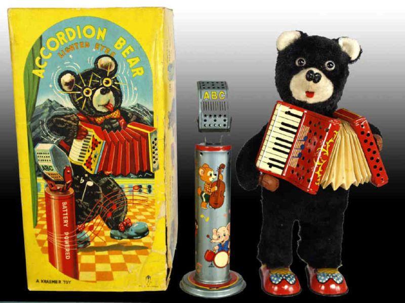 Appraisal: Japanese Battery-Operated Accordion Bear Toy with Description '' All functions