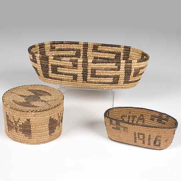 Appraisal: Pima and Tohono O'Odham Baskets lot of includes a lidded