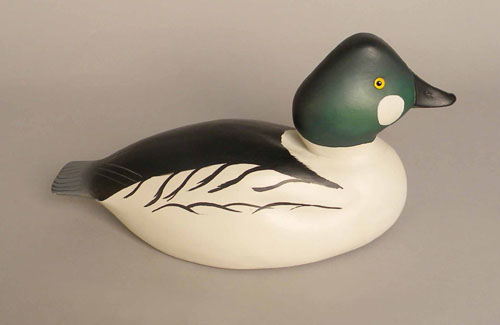 Appraisal: Goldeneye drake duck decoy signed Bob Biddle l